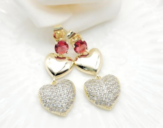 Aretes dos corazones