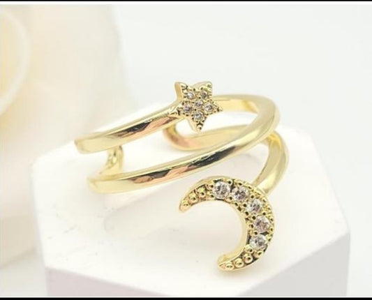 Anillo ajustable en chapa de oro