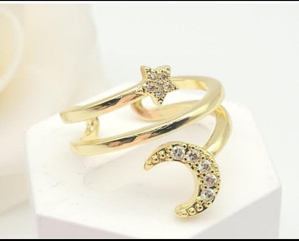 Anillo ajustable en chapa de oro